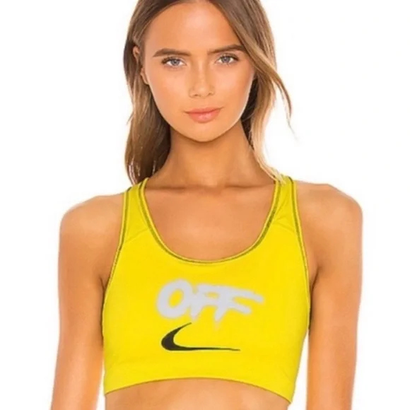 NWT Nike Off-White Yellow Sports Bra size medium - Picture 1 of 5